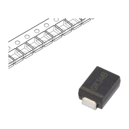 Diodă: redresoare; SMD; 1kV; 3A; 500ns; SMB; Ufmax: 1,3V; Ifsm: 100A