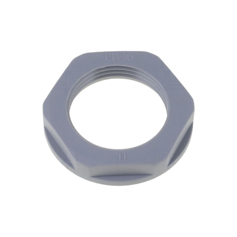 Piuliţă; PG9; poliamidă; 22mm; gri închis; Filet: PG; cu flanşă Piuliţă; PG9; poliamidă; 22mm; gri închis; Filet: PG; cu flanşă