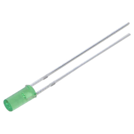 LED; galben-verde; 3mm; 100÷150mcd; 110°; Parte frontală: plat