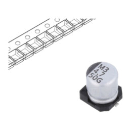 Condensator: electrolitic; SMD; 4,7uF; 50VDC; ±20%; -55÷105°C; GSC