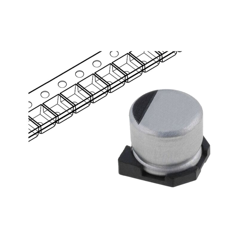 Condensator: electrolitic; SMD; 47uF; 10VDC; Ø5x5,3mm; ±20%; 1000h Condensator: electrolitic; SMD; 47uF; 10VDC; Ø5x5,3mm; ±20%; 1000h