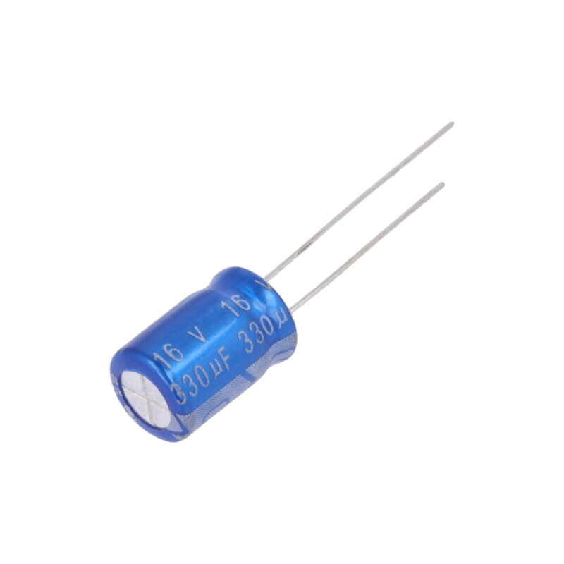 Condensator: electrolitic; THT; 330uF; 16VDC; Ø8x11,5mm; ±20%; JRG Condensator: electrolitic; THT; 330uF; 16VDC; Ø8x11,5mm; ±20%; JRG