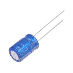 Condensator: electrolitic; THT; 330uF; 16VDC; Ø8x11,5mm; ±20%; JRG