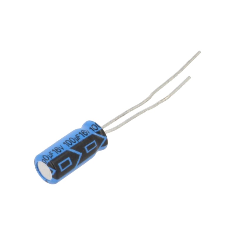 Condensator: electrolitic; THT; 100uF; 16VDC; Raster: 2mm; ±20%