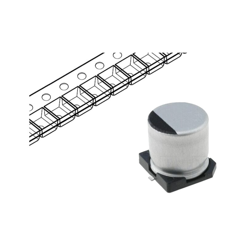 Condensator: electrolitic; SMD; 10uF; 35VDC; Ø5x5,3mm; ±20%; 2000h Condensator: electrolitic; SMD; 10uF; 35VDC; Ø5x5,3mm; ±20%; 2000h