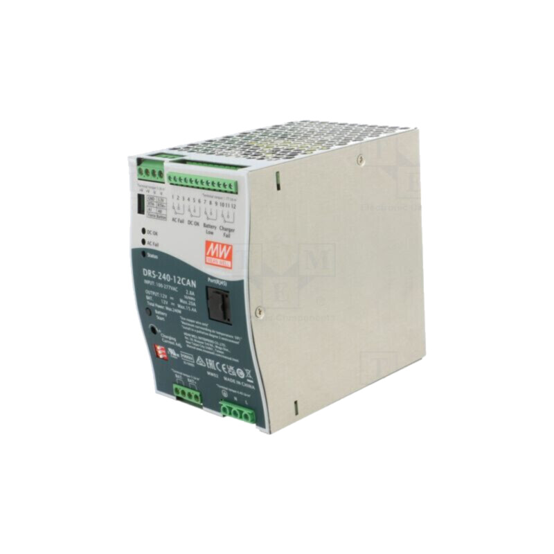 Alimentator: cu buffer; pentru şină DIN; 240W; 12VDC; 20A; OUT: 1 Alimentator: cu buffer; pentru şină DIN; 240W; 12VDC; 20A; OUT: 1