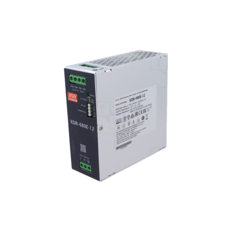 Alimentator: pulsatoriu; pentru şină DIN; 480W; 12VDC; 0÷30A; 94% Alimentator: pulsatoriu; pentru şină DIN; 480W; 12VDC; 0÷30A; 94%