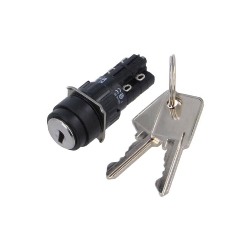 Comutator: rotativ cu cheie; 16mm; Poz.i stab: 2; NC x2 + NO x2 Comutator: rotativ cu cheie; 16mm; Poz.i stab: 2; NC x2 + NO x2