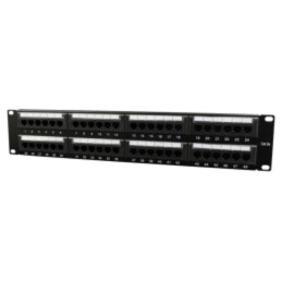 Patch panel; neagră; Număr porturi: 48; Cat: 5e; RJ45 soclu x48