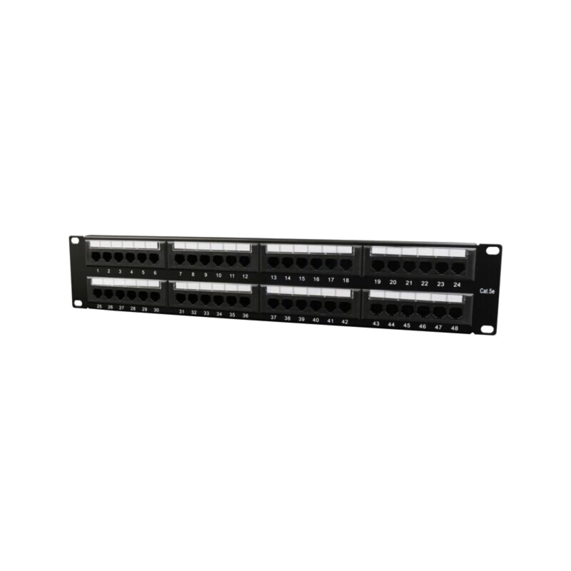 Patch panel; neagră; Număr porturi: 48; Cat: 5e; RJ45 soclu x48 Patch panel; neagră; Număr porturi: 48; Cat: 5e; RJ45 soclu x48