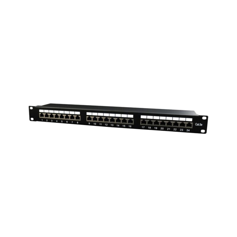 Patch panel; neagră; Număr porturi: 24; Cat: 5e; RJ45 soclu x24 Patch panel; neagră; Număr porturi: 24; Cat: 5e; RJ45 soclu x24