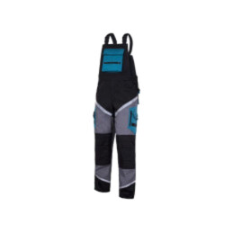Dungarees; Size: L; black-grey-turquoise; with reflector; 270g/m2