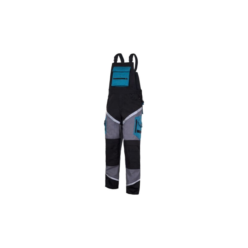 Dungarees; Size: XXXL; black-grey-turquoise; with reflector Dungarees; Size: XXXL; black-grey-turquoise; with reflector