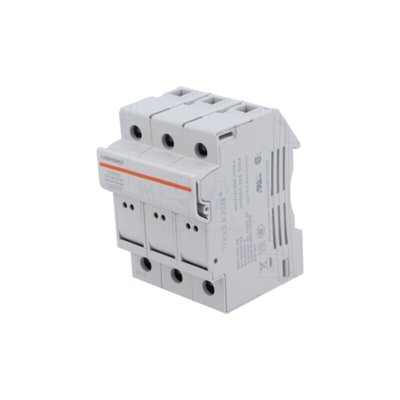 Clemă; 10x38mm; pentru şină DIN; 32A; 800VAC; Poli: 3; 1kVDC; IP20 Clemă; 10x38mm; pentru şină DIN; 32A; 800VAC; Poli: 3; 1kVDC; IP20
