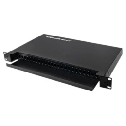 Patch panel de fibră optică; neagră; Număr porturi: 24; rack 19"