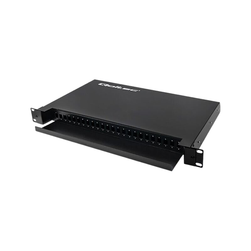 Patch panel de fibră optică; neagră; Număr porturi: 24; rack 19" Patch panel de fibră optică; neagră; Număr porturi: 24; rack 19"
