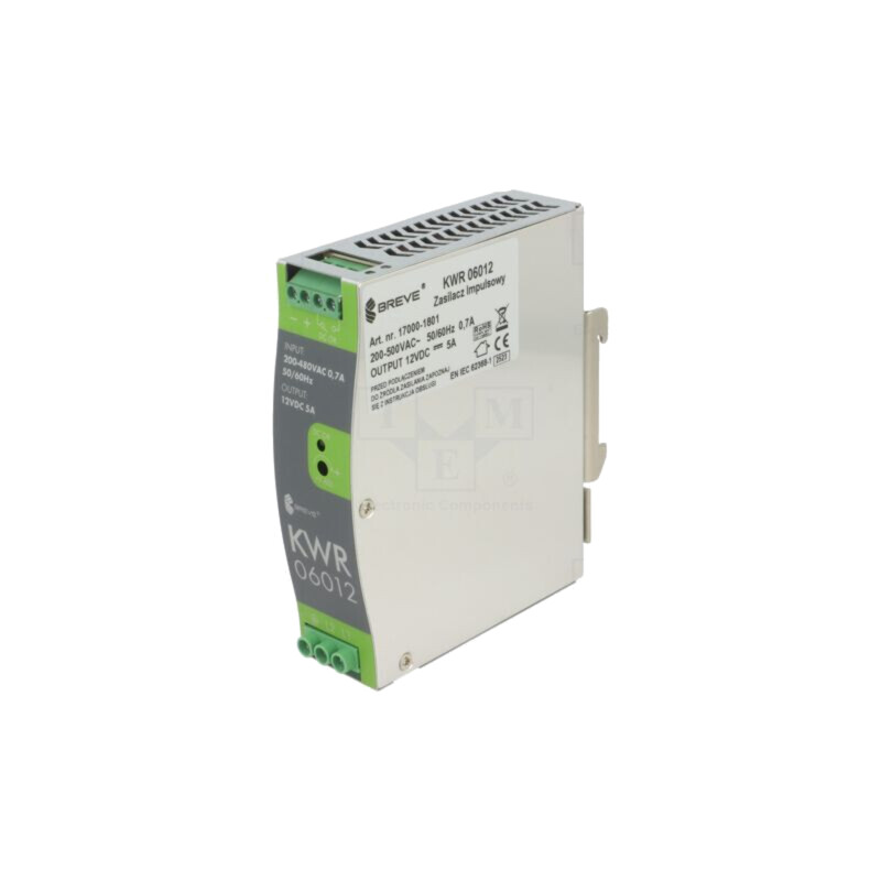 Alimentator: pulsatoriu; 60W; pentru şină DIN; OUT: 1; KWR Alimentator: pulsatoriu; 60W; pentru şină DIN; OUT: 1; KWR