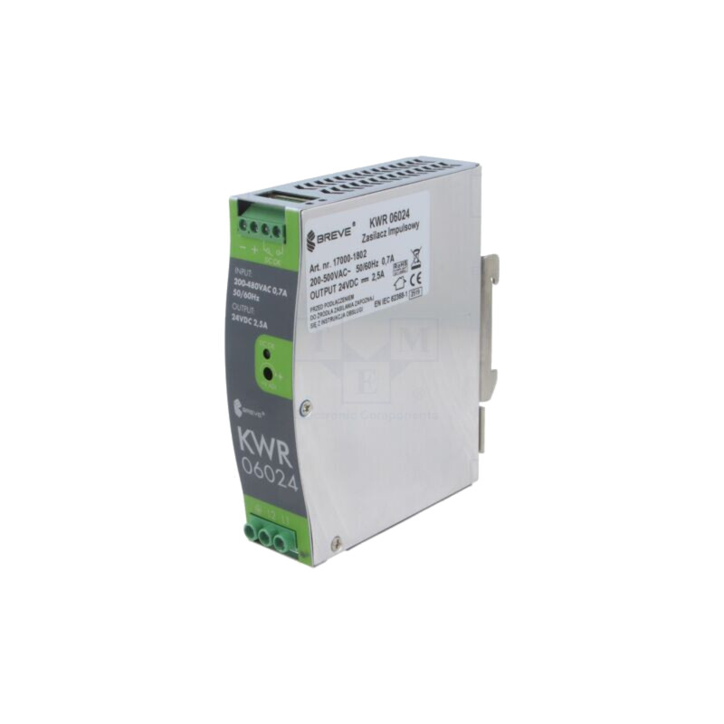 Alimentator: pulsatoriu; 60W; pentru şină DIN; OUT: 1; KWR Alimentator: pulsatoriu; 60W; pentru şină DIN; OUT: 1; KWR