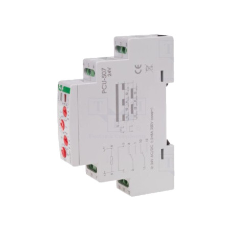 Timer; 0,1s÷24zile; DPDT; 250VAC/8A; 24VDC; PCU; pentru şină DIN