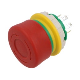 Comutator: de siguranţă; 22mm; Poz.i stab: 2; NC + NO; roşie; IP65