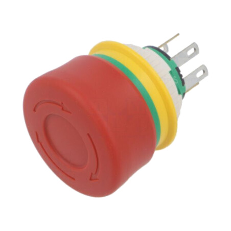 Comutator: de siguranţă; 16mm; Poz.i stab: 2; NC + NO; roşie; IP65