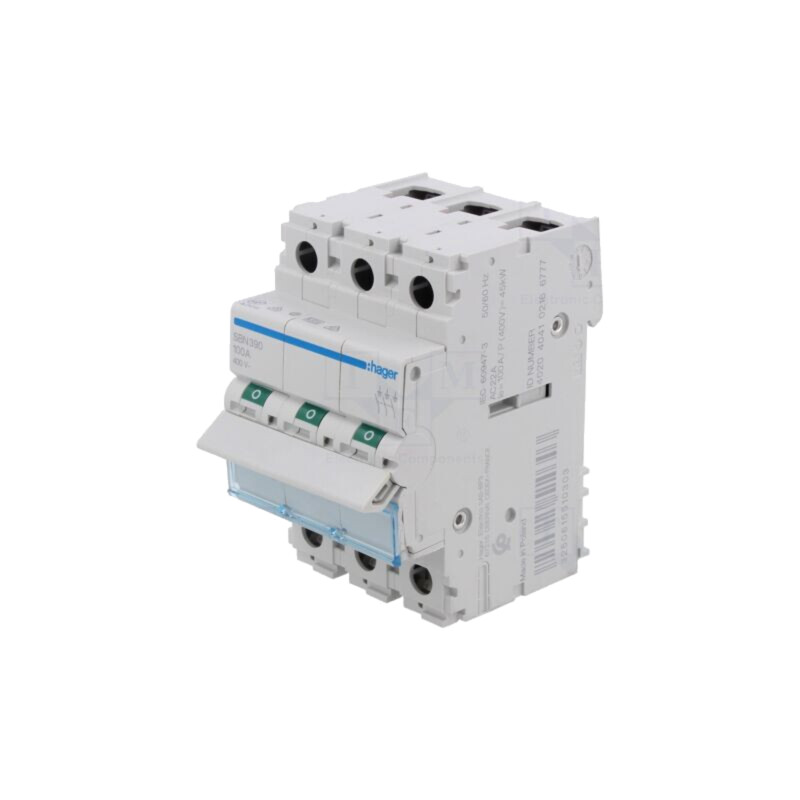 Separator-întrerupător; Poli: 3; pentru şină DIN; 100A; 400VAC Separator-întrerupător; Poli: 3; pentru şină DIN; 100A; 400VAC