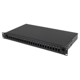Patch panel de fibră optică; neagră; Număr porturi: 24; rack 19"