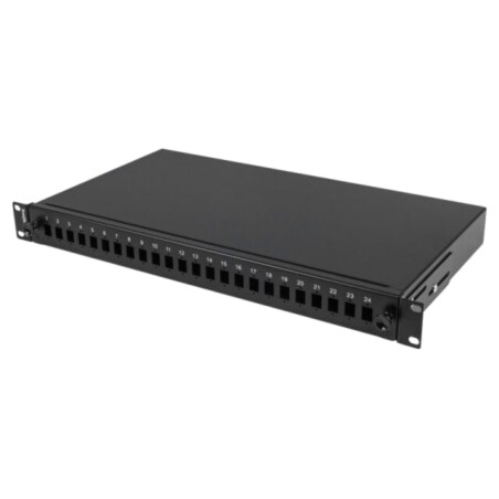 Patch panel de fibră optică; neagră; Număr porturi: 24; rack 19"