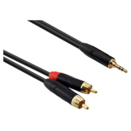Cablu; Jack 3,5mm mufă,RCA mufă x2; 15m; negru; PVC