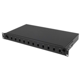 Patch panel de fibră optică; neagră; Număr porturi: 12; rack 19"