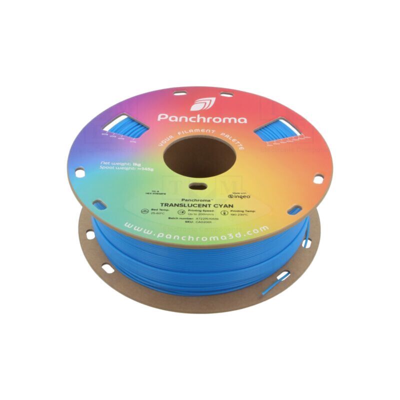 Filament: PLA; 1,75mm; translucent cyan; 190÷230°C; 1kg Filament: PLA; 1,75mm; translucent cyan; 190÷230°C; 1kg