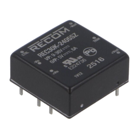 Convertor: DC/DC; 30W; Uintr: 9÷36VDC; Uieş: 5VDC; Iieş: 6A; 1"x1"