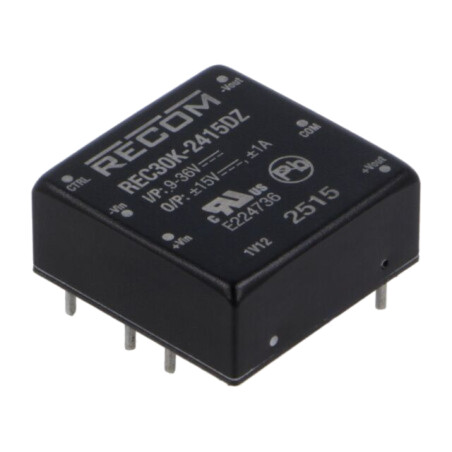 Convertor: DC/DC; 30W; Uintr: 9÷36VDC; Uieş: 15VDC; Uieş2: -15VDC