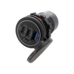 Alimentator USB; USB A soclu,USB C soclu x2; neagră