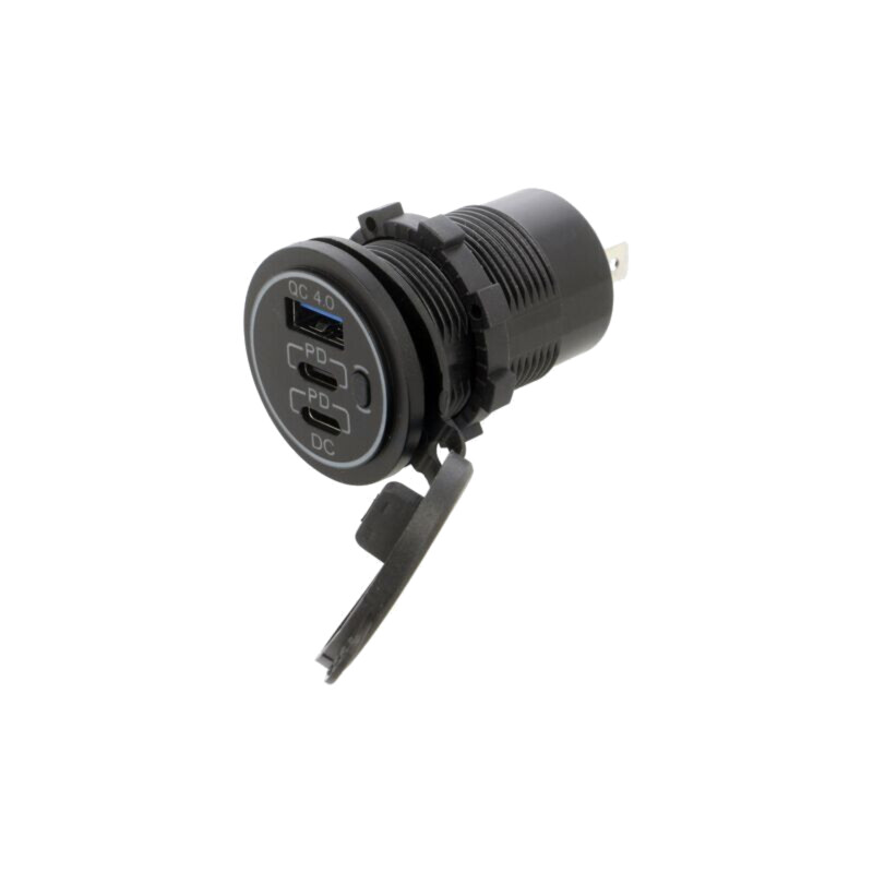 Alimentator USB; USB A soclu,USB C soclu x2; neagră Alimentator USB; USB A soclu,USB C soclu x2; neagră