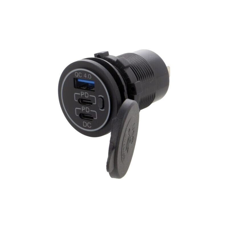 Alimentator USB; USB A soclu,USB C soclu x2; neagră Alimentator USB; USB A soclu,USB C soclu x2; neagră
