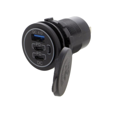 Alimentator USB; USB A soclu,USB C soclu x2; neagră
