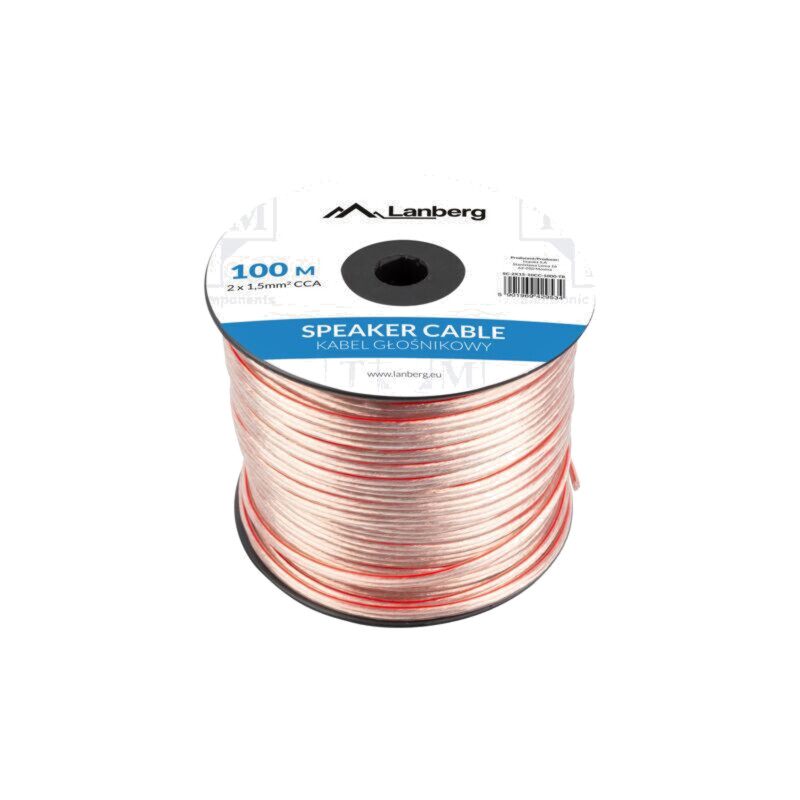 Cablu: cablu pt.difuzor; 2x1,5mm2; litat; CCA; transparent; 300V Cablu: cablu pt.difuzor; 2x1,5mm2; litat; CCA; transparent; 300V