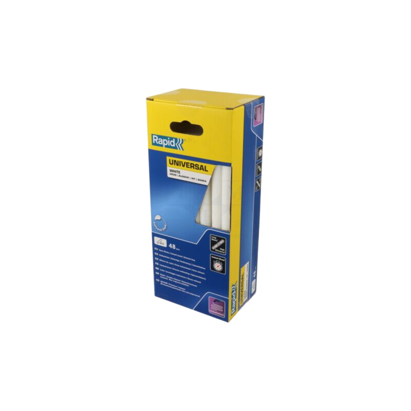 Adeziv termofuzibil; Ø: 12mm; albă; Lung: 190mm; Priză: 30s; 48buc. Adeziv termofuzibil; Ø: 12mm; albă; Lung: 190mm; Priză: 30s; 48buc.