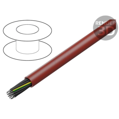 Cablu; SiHF; 20G1,5mm2; Cu; litat; silicon; maro-roşu; -60÷180°C