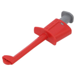 Clips de măsurare; cu cârlig; 20A; roşie; Contacte: alamă; 1kV; 4mm