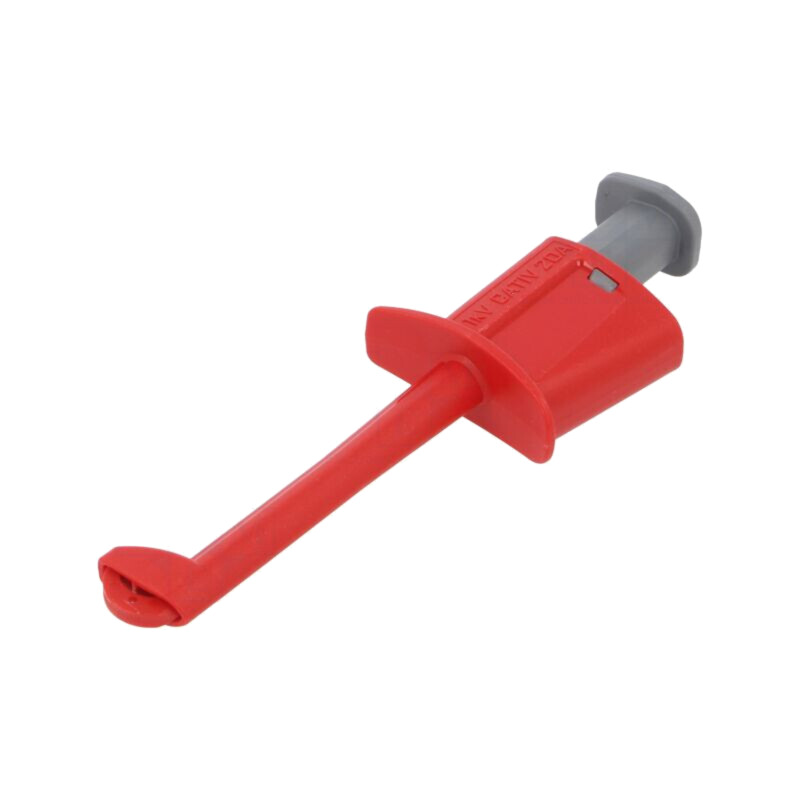 Clips de măsurare; cu cârlig; 20A; roşie; Contacte: alamă; 1kV; 4mm Clips de măsurare; cu cârlig; 20A; roşie; Contacte: alamă; 1kV; 4mm