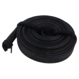 Organizator de cabluri; cu desfacere; neagră; L: 5m; poliester