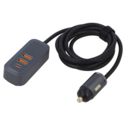 Alimentator USB; USB A soclu x2,USB C soclu; 100W; gri; 1,5m