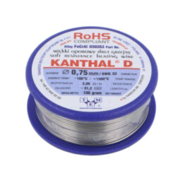 Fir de rezistenţă; 3,06Ω/m; -100÷1300°C; 0,1kg; Øext: 0,75mm