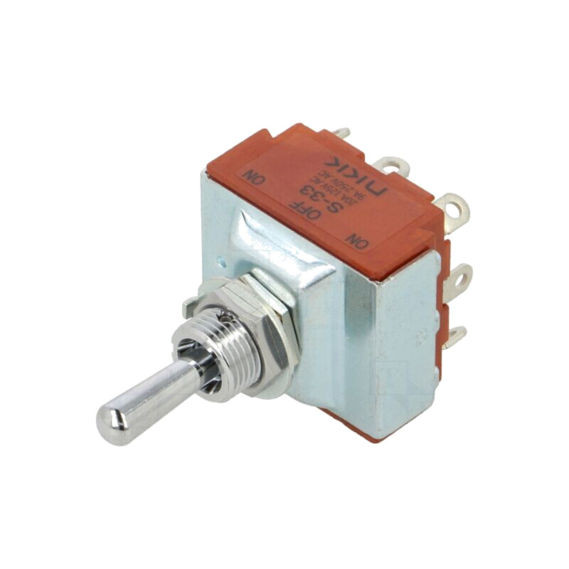 Comutator: basculant; Poz: 3; 3P3T; ON-OFF-ON; 9A/250VAC; 20A/30VDC Comutator: basculant; Poz: 3; 3P3T; ON-OFF-ON; 9A/250VAC; 20A/30VDC