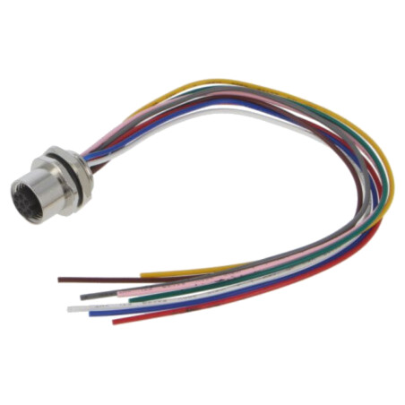 Conector: M12; soclu; PIN: 8; mamă; 30V; drept; IP67; cabluri; 2A