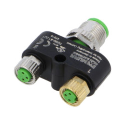 Adaptor în T; M12 tip masculin 4pin,M8 tip feminin 3pin x2