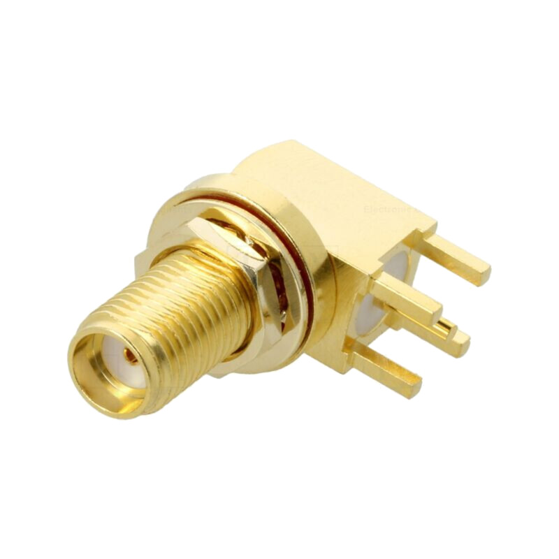 Conector: SMA; soclu; mamă; în unghi; THT; PTFE; aurit; IP67,IP68 Conector: SMA; soclu; mamă; în unghi; THT; PTFE; aurit; IP67,IP68