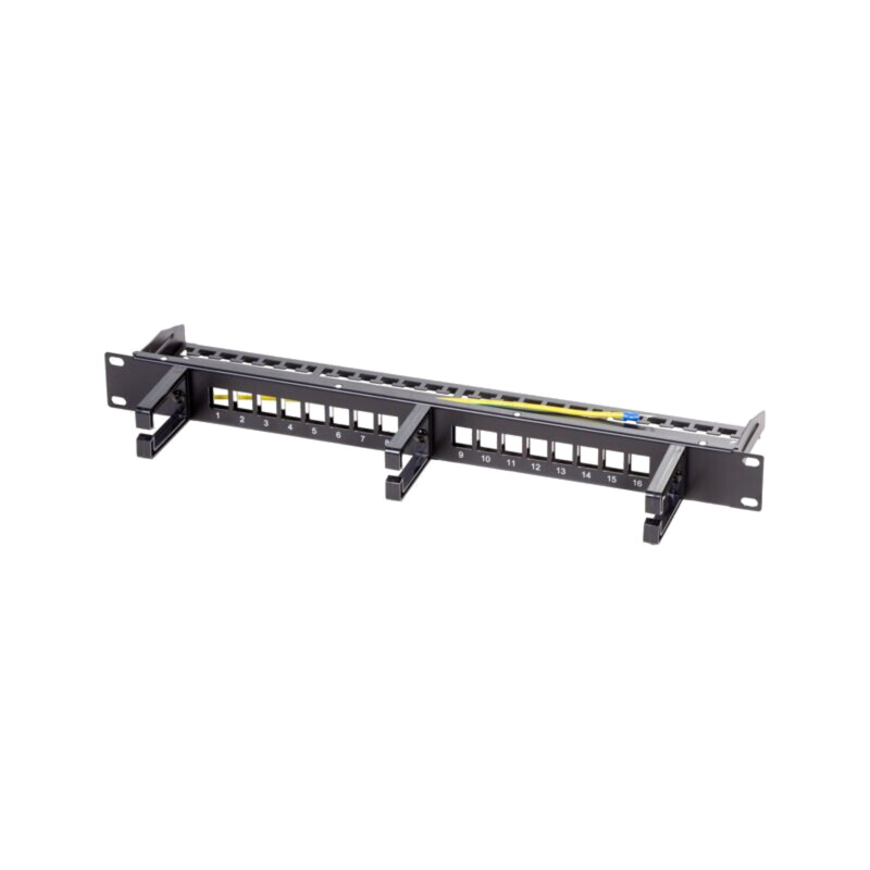 Patch panel; patch panel; rack; neagră; Număr porturi: 16 Patch panel; patch panel; rack; neagră; Număr porturi: 16